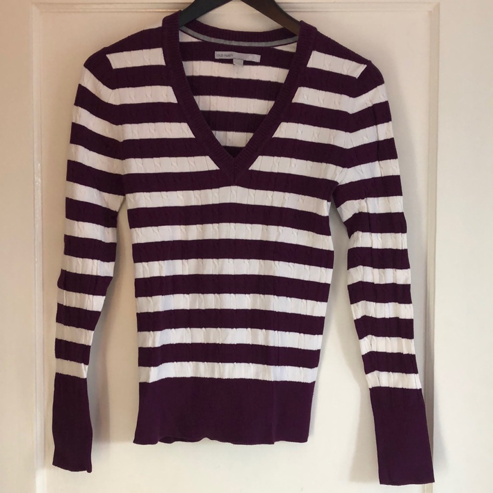 Women’s Old Navy V-Neck Striped Sweater Size Small - Picture 1 of 8